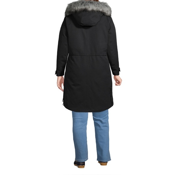 Lands’ End Women's Expedition Down Waterproof Winter Parka Coat black - Picture 3 of 10